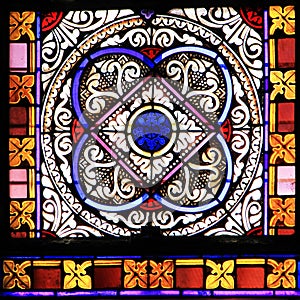 Colourful seamless stained glass in Chusclan, France