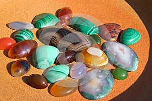 Colourful semiprecious stones background photo