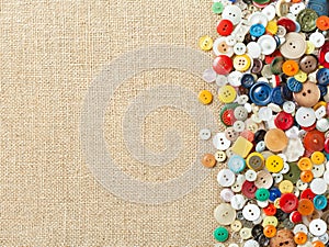 Colourful sewing buttons with copy space