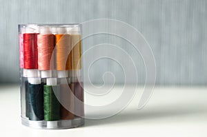 Colourful sewing threads.