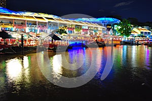 Colourful shop houses by Singapore River