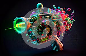 Colourful Si-Fi Ray Gun Generative AI Illustration photo