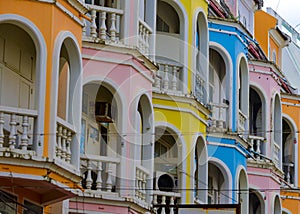 Colourful sino portuguese architecture in old town Phuket