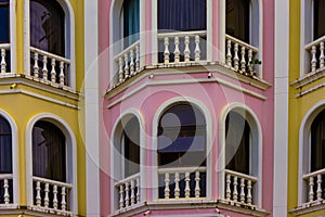 Colourful sino portuguese architecture in old town Phuket