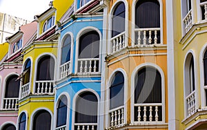 Colourful sino portuguese architecture in old town Phuket