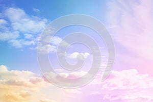 Colourful Sky with soft Clouds with pastel colour in blue, puple, pink, Yellow and Orange colour. Beautiful natural abstract multi