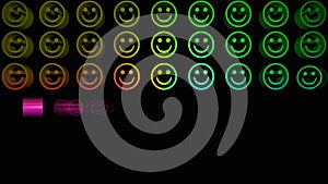 Colourful smiley faces appearing in a grid