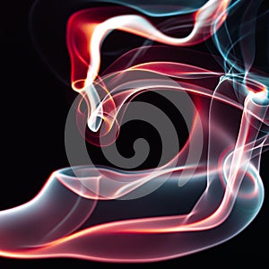 Colourful smoke forms, dynamic abstract design picture