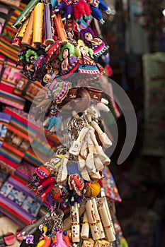 Colourful souvenirs in Witches` Market Mercado de las Brujas in La Paz, Bolivia photo