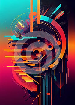 Colourful Space Chronograph Generative AI Illustration