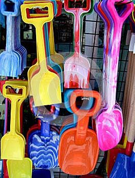 Colourful spades at the seaside