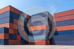 Colourful stack pattern of cargo shipping containers