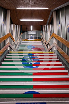 Colourful Staircase in Manchester Train Station