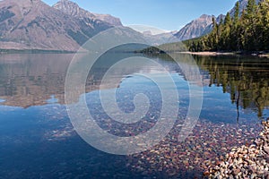 Colourful stones in Lake McDonald near Apgar in Montana