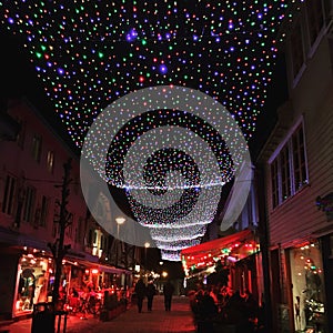 The colourful street in Stavanger, Norway.