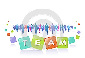 Colourful success business people silhouette, group of diversity businessman and businesswoman successful team concept