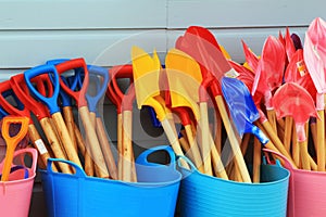 Colourful Summer Bucket and Spades Beach Seaside Scene