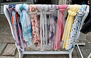 Colourful Summer Scarves on Rack Outside Greek Shop