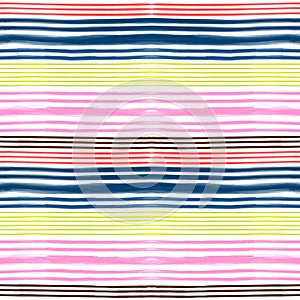 Colourful summer Stripe seamless pattern Vacation Moment with hand drawn watercolor paint style