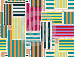 Colourful summer Towel Mix Stripe seamless pattern Vacation Vector illustration