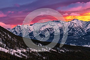 Colourful Sunrise In The Canmore Mountains