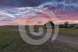 Colourful Sunrise over Masai Mara Plains ,Kenya