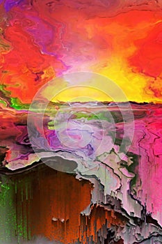 Colourful sunset abstract painting