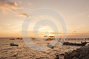 Colourful Sunset at Tawau Port, Sabah, Malaysia. photo