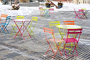 Colourful Table and Chairs on a Patio