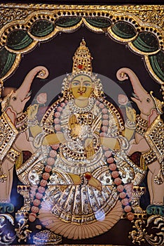 Colourful Tanjore painting, Chidambaram, Tamil Nadu