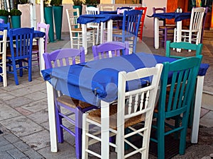 Colourful Taverna Tables and Chairs, Greece