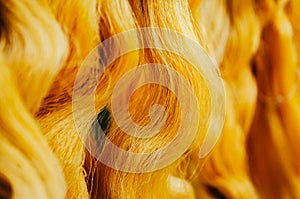 Colourful Thai silk thread close up details