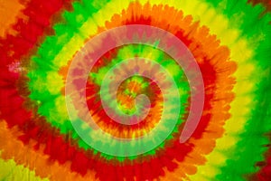 Colourful tie dyed pattern on cotton fabric