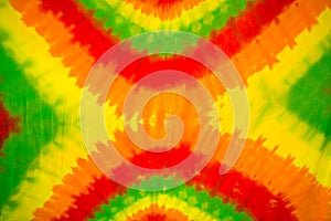 colourful tie dyed pattern on cotton fabric