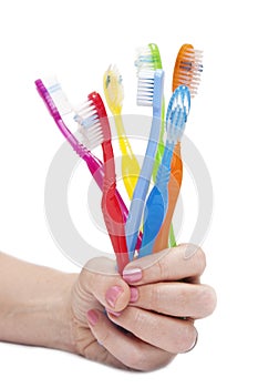 Colourful tooth brushes