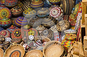 Colourful traditional handicraft basket