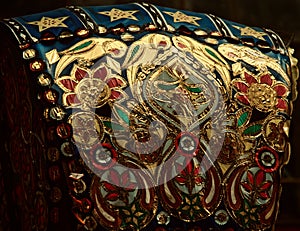 Colourful traditional parts of a rickshaw hoods