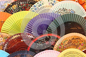 Colourful traditional spanish fans