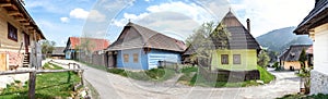 Colourful traditional wooden houses in mountain village Vlkolinec- UNESCO SLOVAKIA