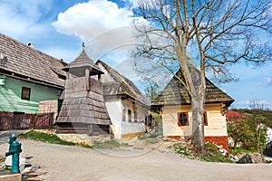 Colourful traditional wooden houses in mountain village Vlkolinec- UNESCO SLOVAKIA