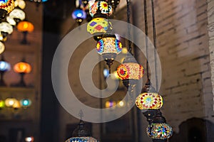 Colourful turkish mosaic lamps oriental traditional light