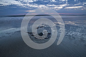 Colourful Twilight Sky over Scenic Beach in Wales, UK