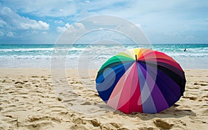 Colourful umbrella on the beach