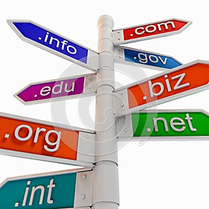 Colourful URL Signpost Shows WWW.