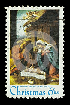 Colourful USA postage stamps at Christmas