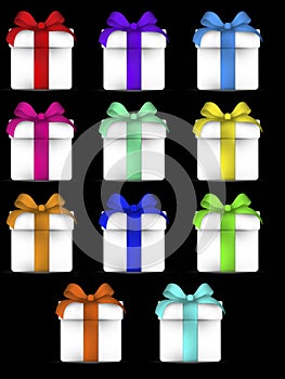 Colourful vector gift boxes with bow
