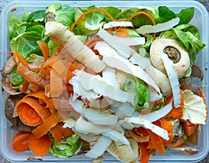 Colourful vegetable peelings  Christmas dinner preparation.