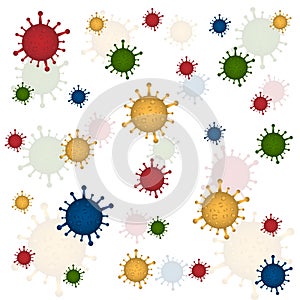 Colourful virus, bacteria cells background, vector image