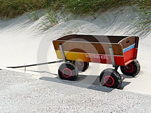 Colourful wagon at the beach