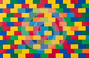Colourful wall from toy bricks